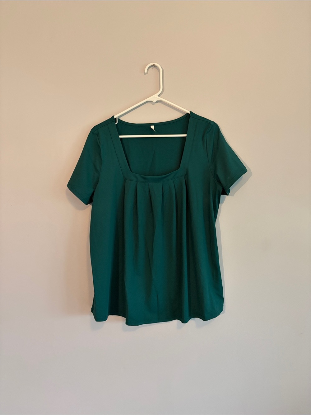 HALARA Green Square Neck Short Sleeve Blouse